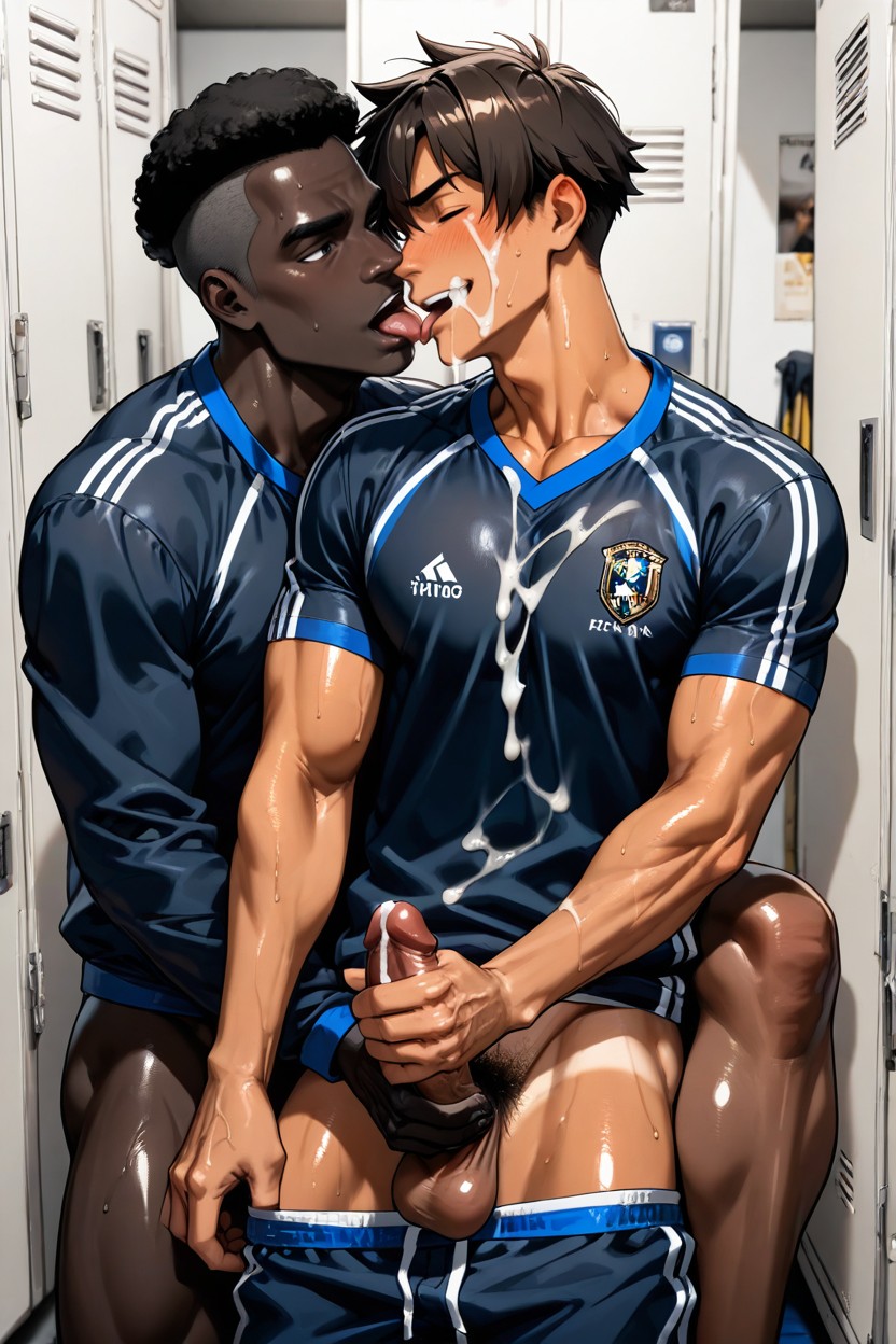 Locker Room, Black Man Is With Indian Man From, Bromance AI Gay Porn