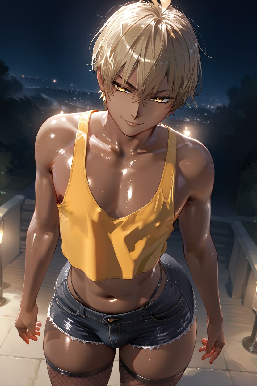Smirk, Night Time, Front View AI Gay Porn