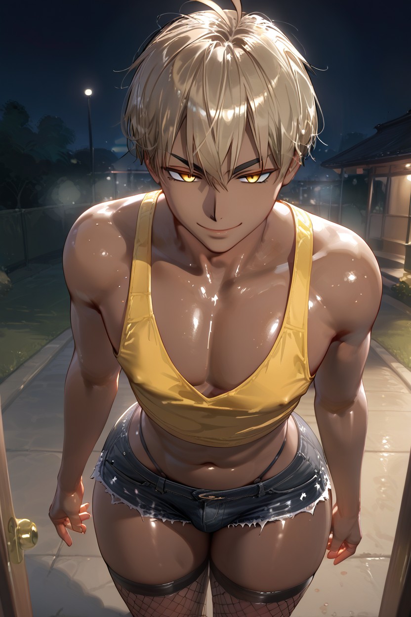 Front View, Wide Hips, Male Chested AI Gay Porn