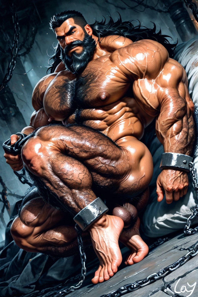 Extreme Hairy Legs Muscle Structure, Textured, Black Hair AI Gay Porn