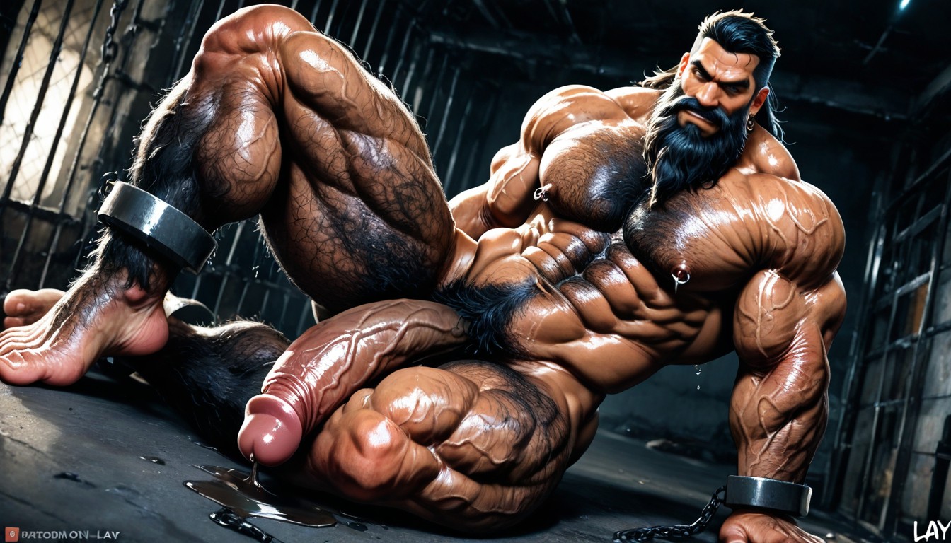 Veiny Muscles, Showing Back, Squatting AI Gay Porn