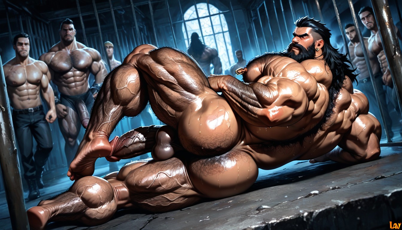 Huge Beard, Gigantic, Dim Light AI Gay Porn