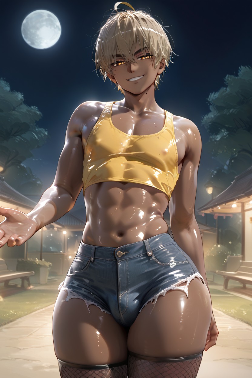 Bubble Butt, Standing, Night Time AI Gay Porn