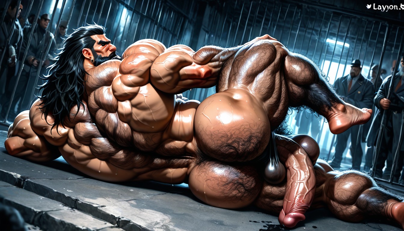 Naked, Gloomy Atmosphere, Rear View AI Gay Porn