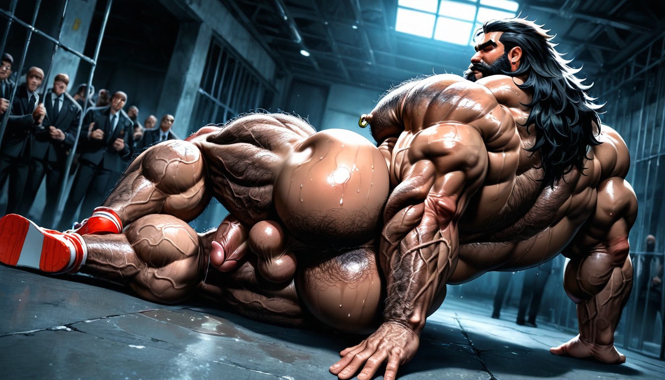 Veiny Muscles, Rear View, Gloomy Atmosphere AI Gay Porn