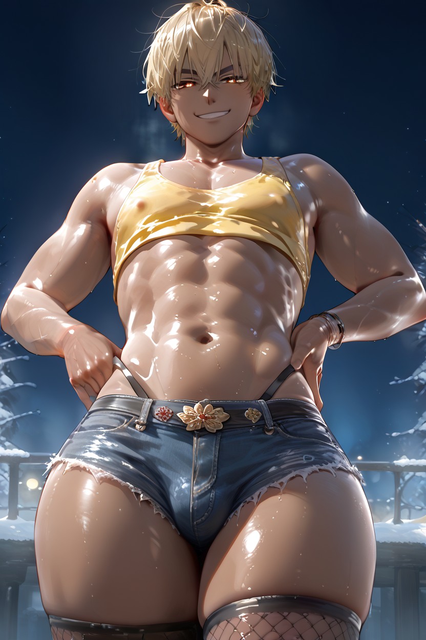 Male Chested, Smug Expression, Curvy Body AI Gay Porn