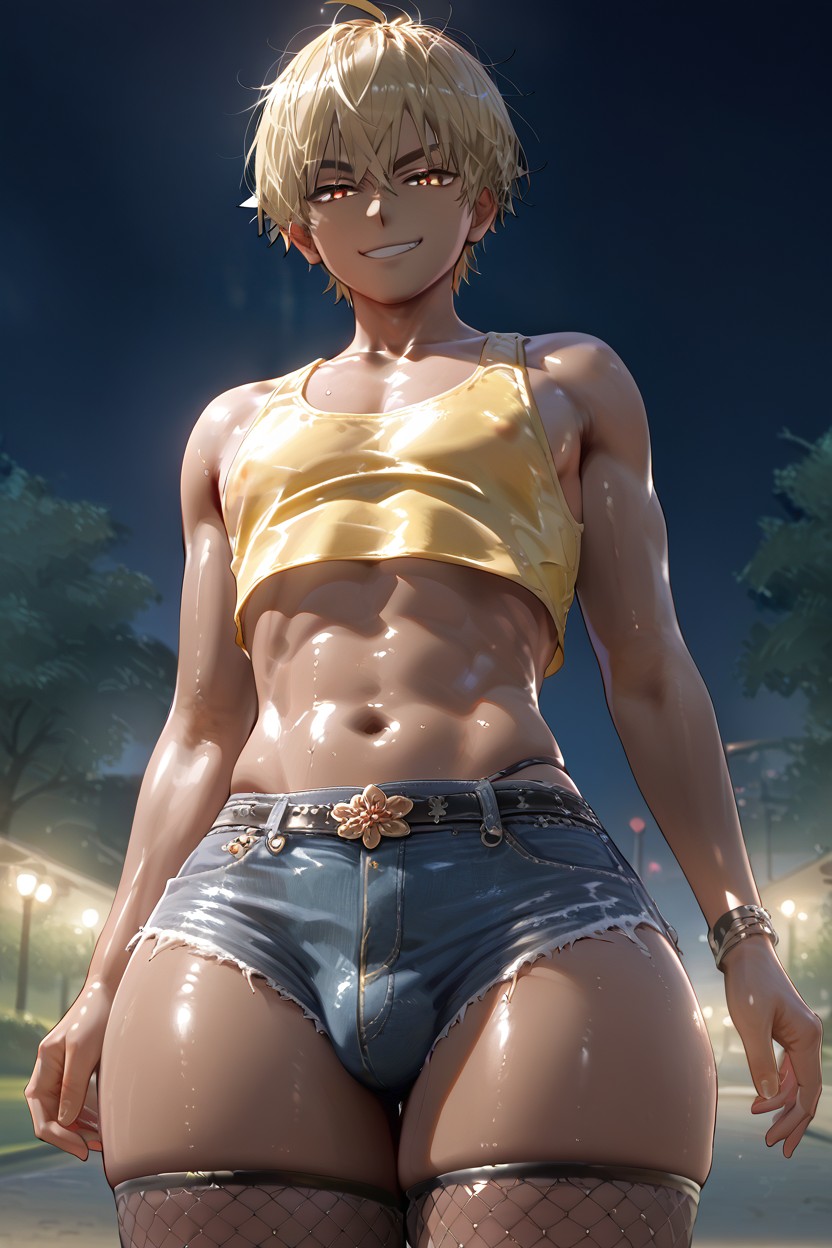 Night Time, Wide Hips, Standing AI Gay Porn