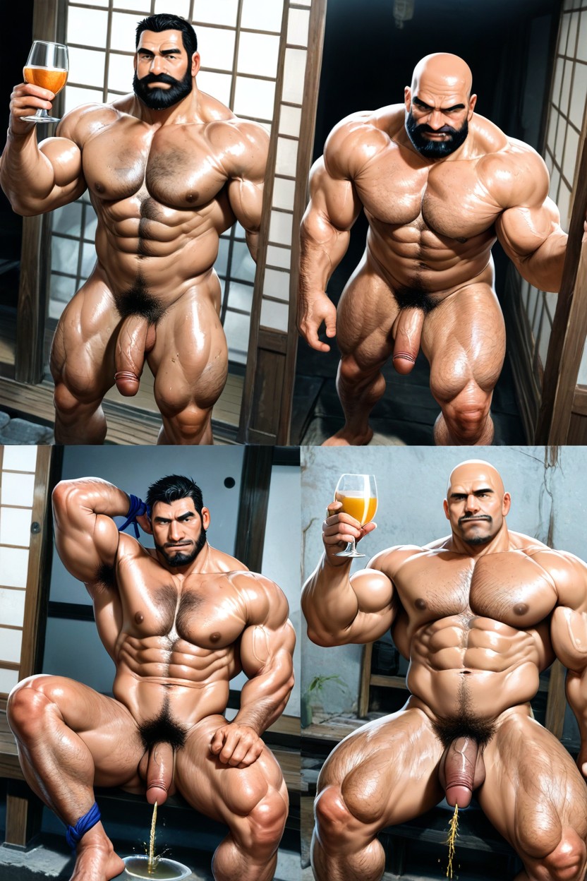 Hentai Manga, Gengoroh Tagame Art Style, Japanese Traditional House AI Gay Porn