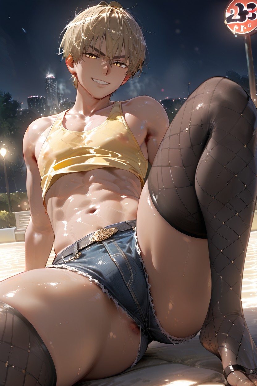 Dark Brown Skin, Large Round Ass, Solo AI Gay Porn
