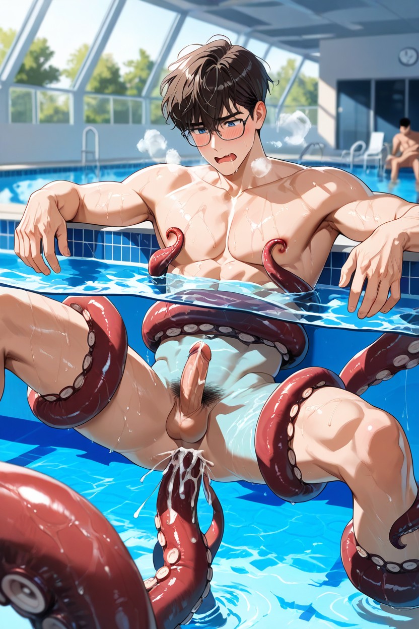 Tentacles Stab Into Mouth, Dark Brown Haired, The Tentacle Help Him Masturbate Porno gay IA
