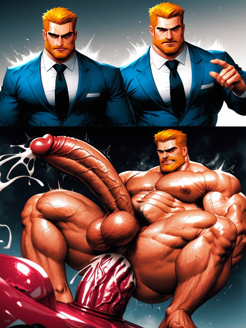 Mature Male, Cock Curves Down, Weight Gain AI Gay Porn