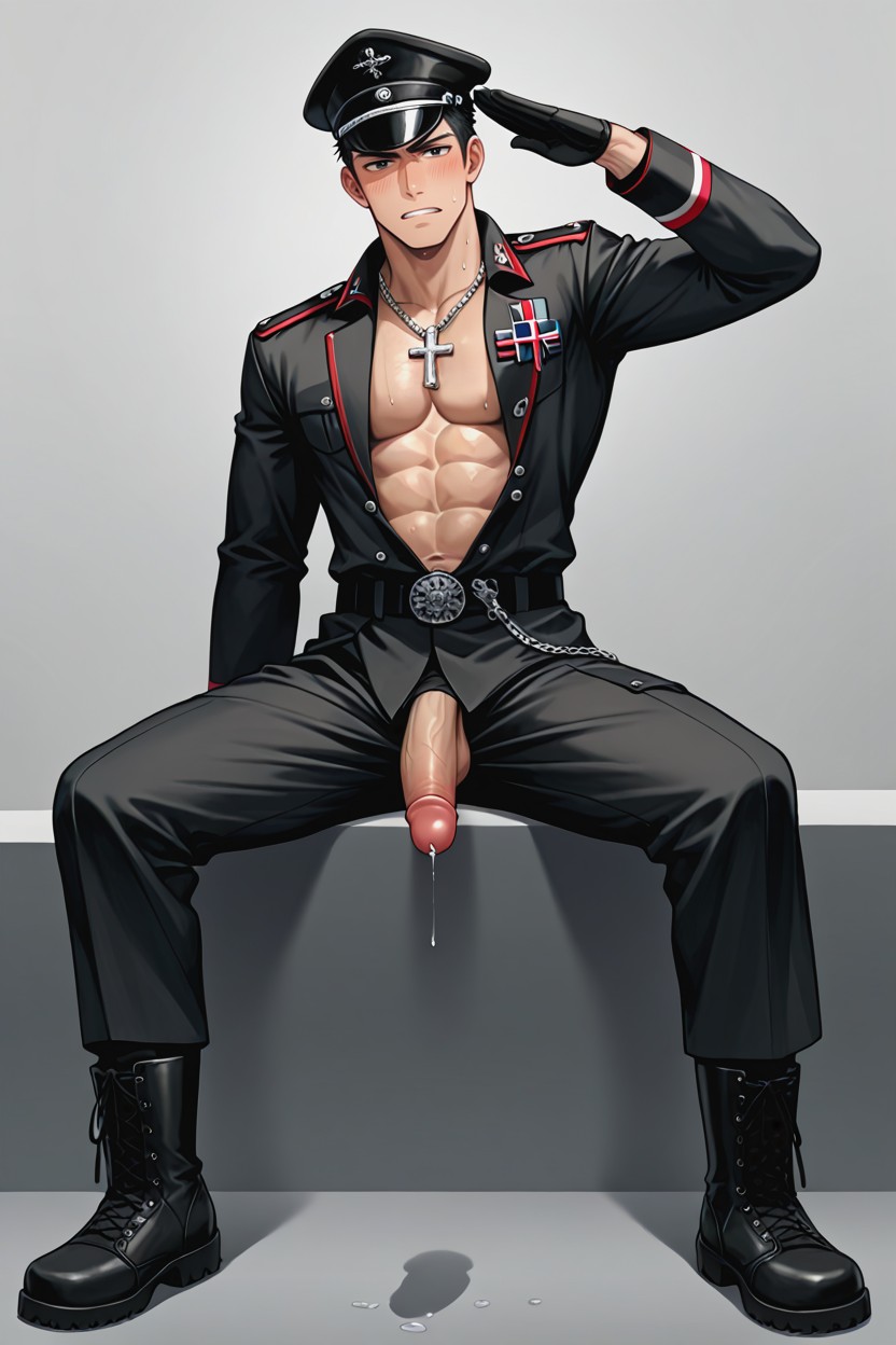 One Man, Solo, Hand Salute AI Gay Porn