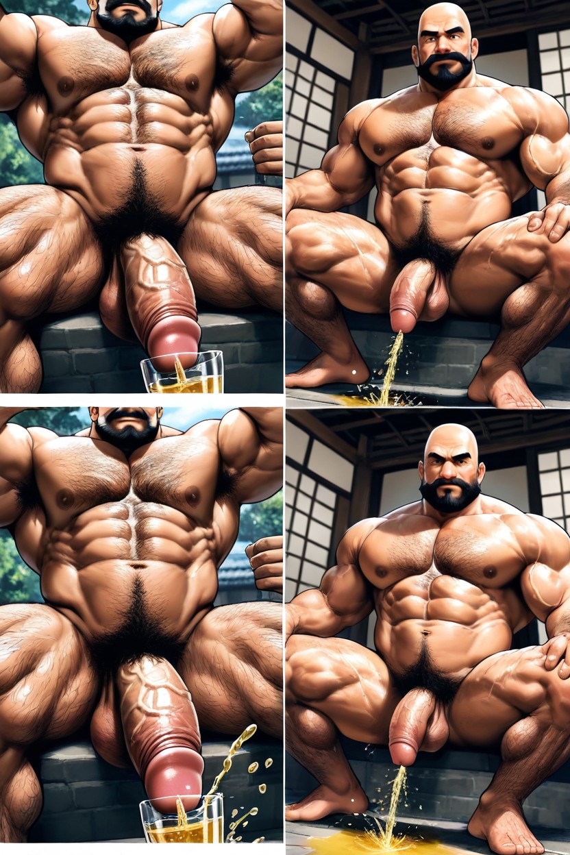 Bald Man, Mustache, Muscle Bodies AI Gay Porn