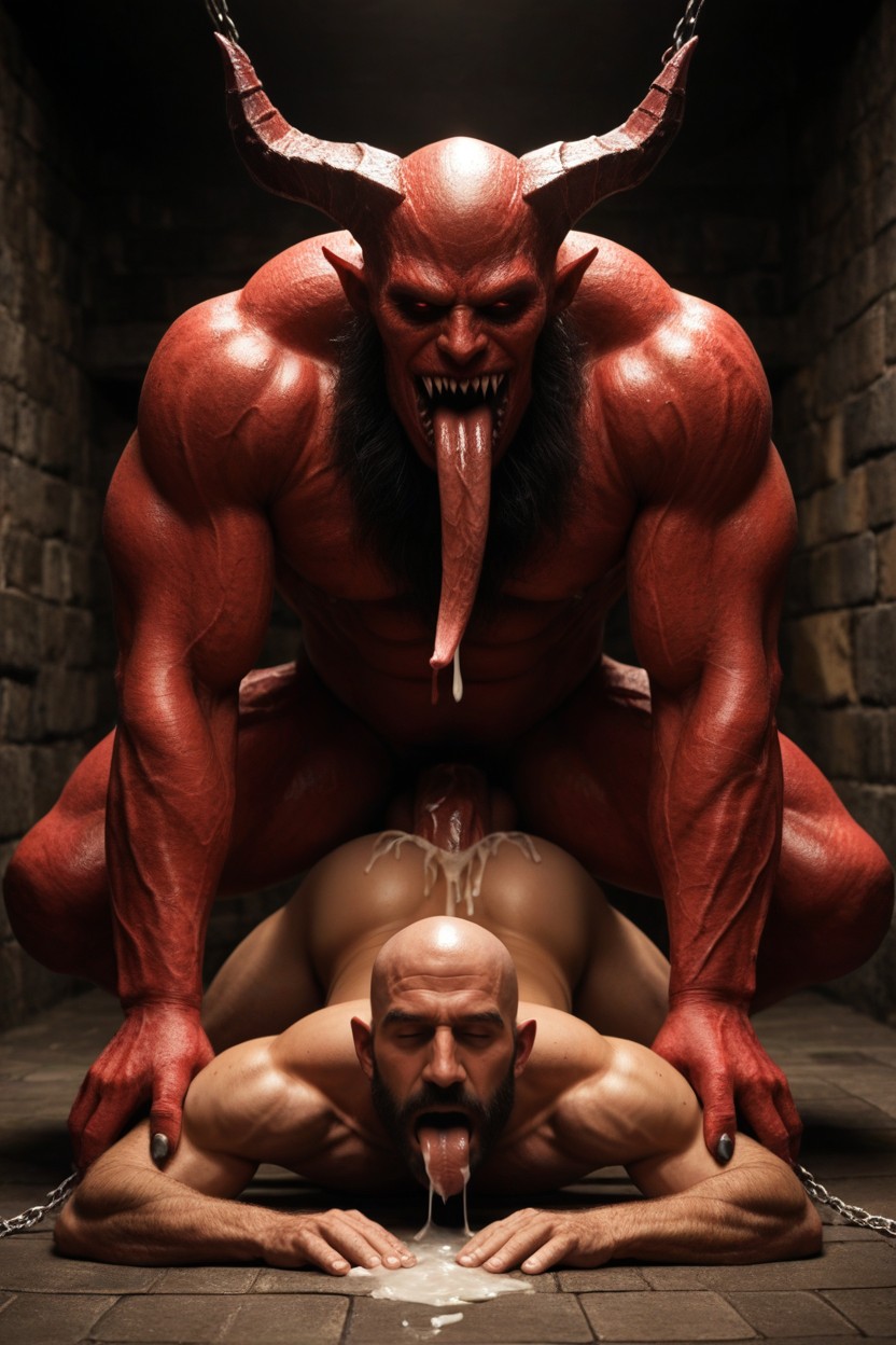 Only For Anal Sex, Man Bound In Chains, Thick Red Cock AI Gay Porn