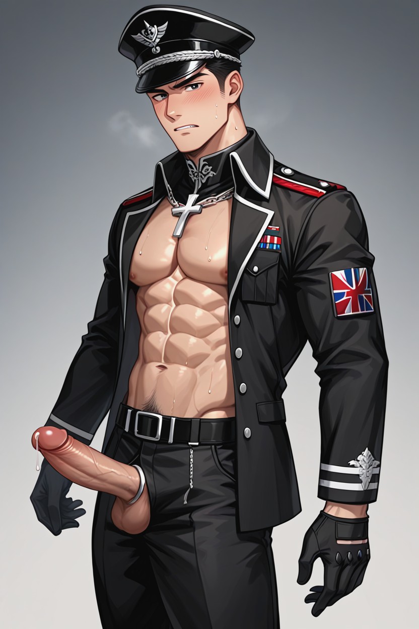 Precum, Handsome Anime Man, Silver Cock Ring AI Gay Porn