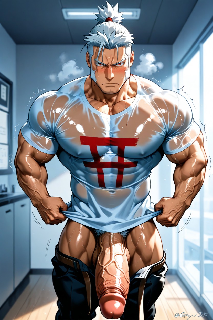 Blushing, Smooth Chest, Looking At Viewer Porno gay IA