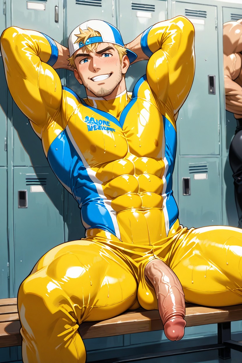 Shy Smile, Backwards Cap, Locker Room AI Gay Porn