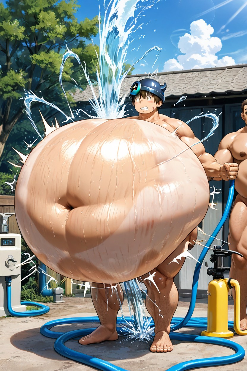 Stomach Is About To Explode, Belly Bursting, Inflation With Belly Explosion AI Gay Porn