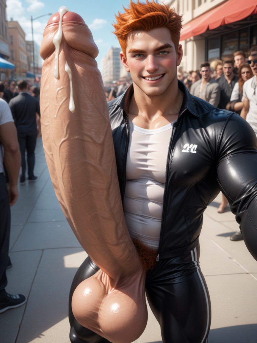 Handsome Ginger Men, Sacar La Lengua, Hyper Penis Next To Face Porno gay IA