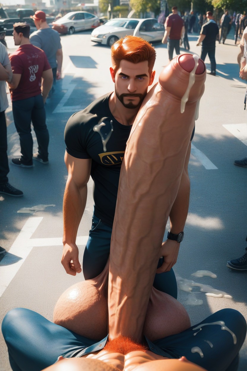 Huge Plump Balls, Smooth Ginger Man, Handsome Ginger Men AI Gay Porn