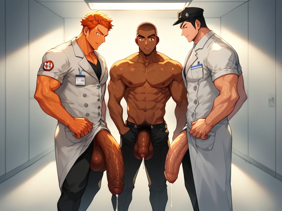 Perfect Oversized Thick And Extra Long Hyper Dick, Handsome Manly Masculine Face, One Is Bigger Than The Other AI Gay Porn