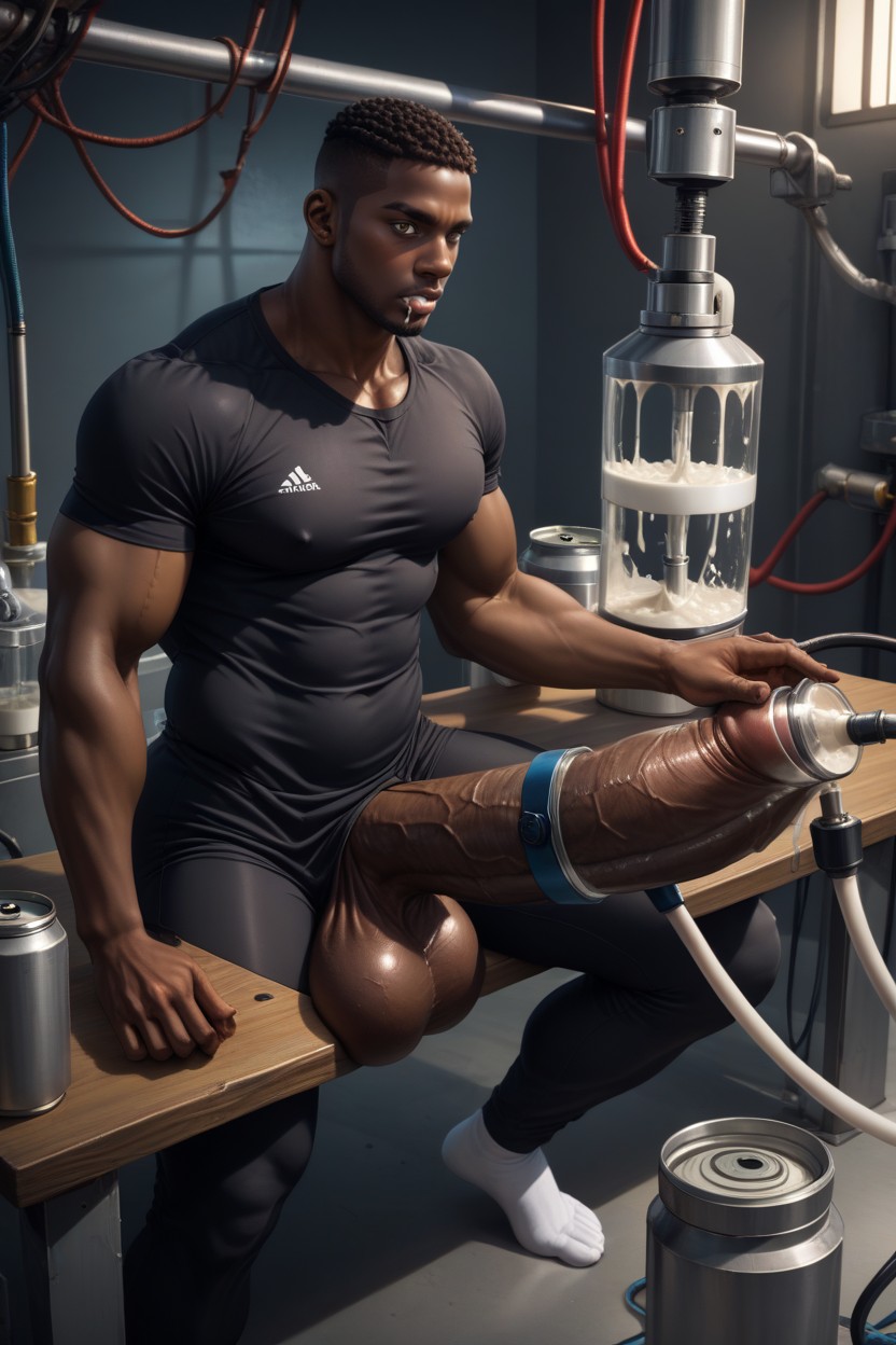Scientist Researcher Hold African Giant Hypercock With Both Hands, Hd, Disgusted AI Gay Porn