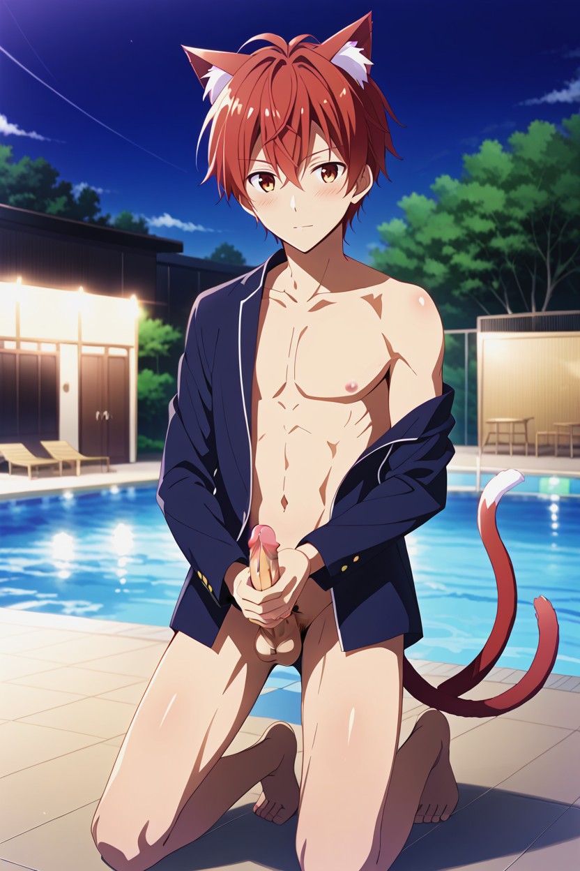 胸肌明顯, Catboy, Anime AI Gay Porn