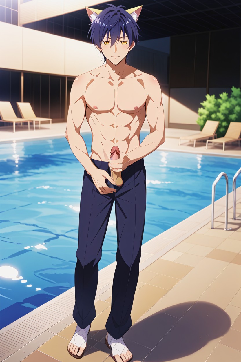 高, 無內褲, 腹肌明顯 AI Gay Porn