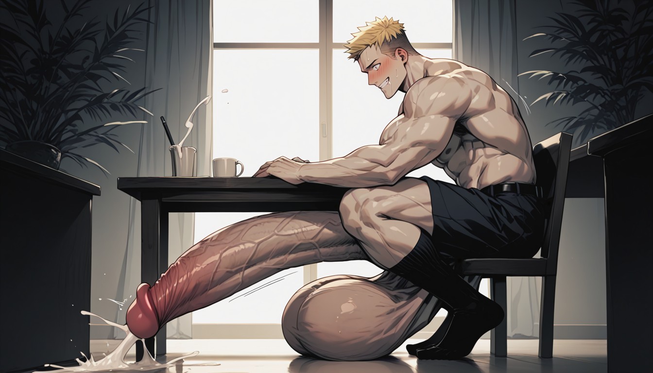 Squatting, Hyper Penis, Cock Growth AI Gay Porn