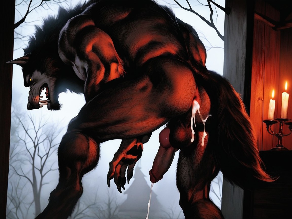 Werewolf, Waist Shot, Large Neck Muscles AI Gay Porn