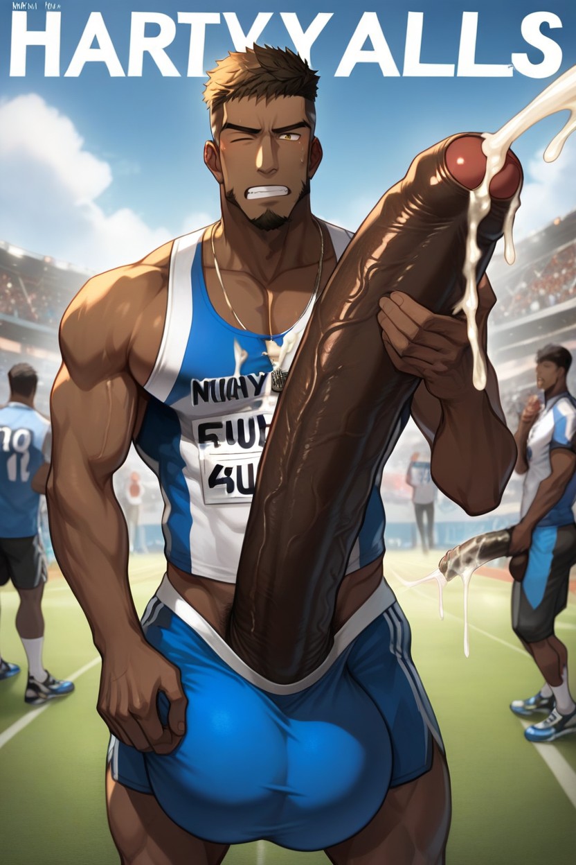 Gay, Hd, He Pulls Out The Cock Of A Handsome Bearded + African Dark Skinned Man AI Gay Porn