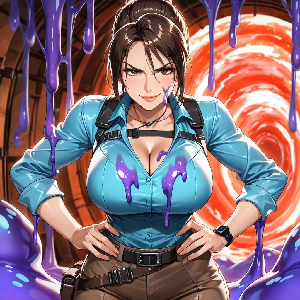 Smug, Female Hands On Hips, Warm Pink Tones AI Gay Porn