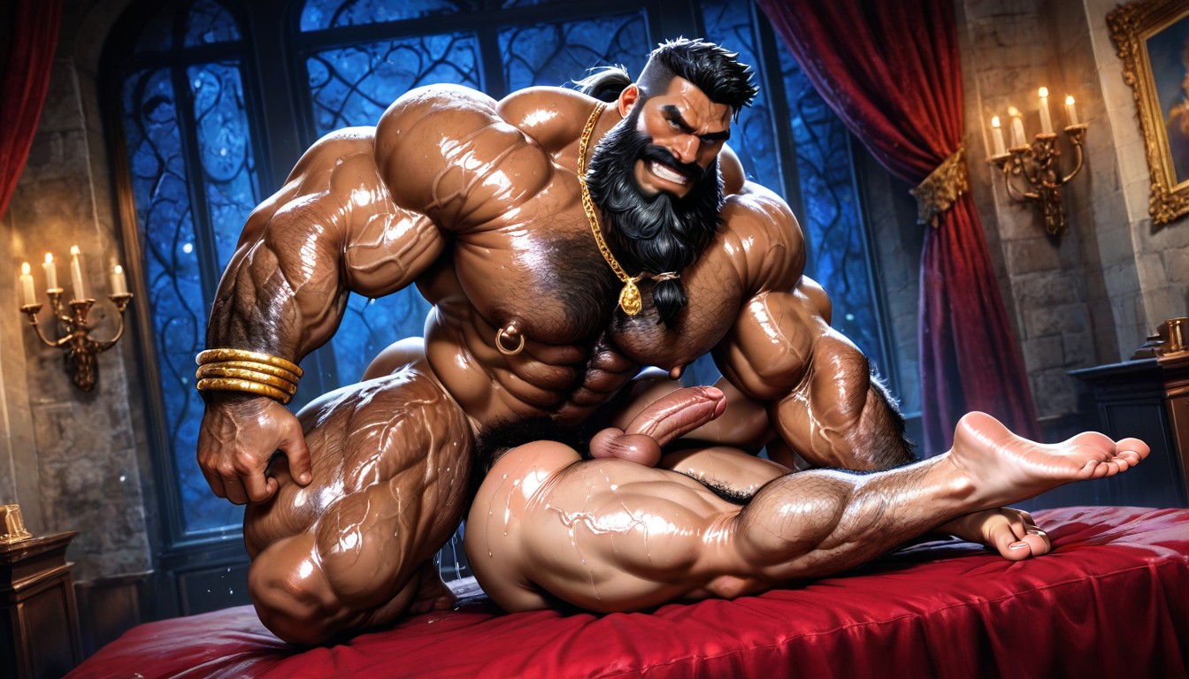 Exposed Muscle Thighs, Realistic Face, Hyper Hairy Body AI Gay Porn