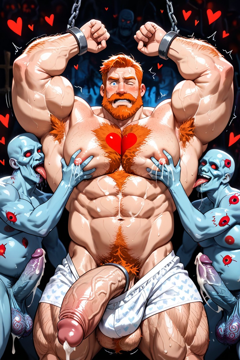 Very Sweaty, Worried, Incredibly Wide Shoulders AI Gay Porn