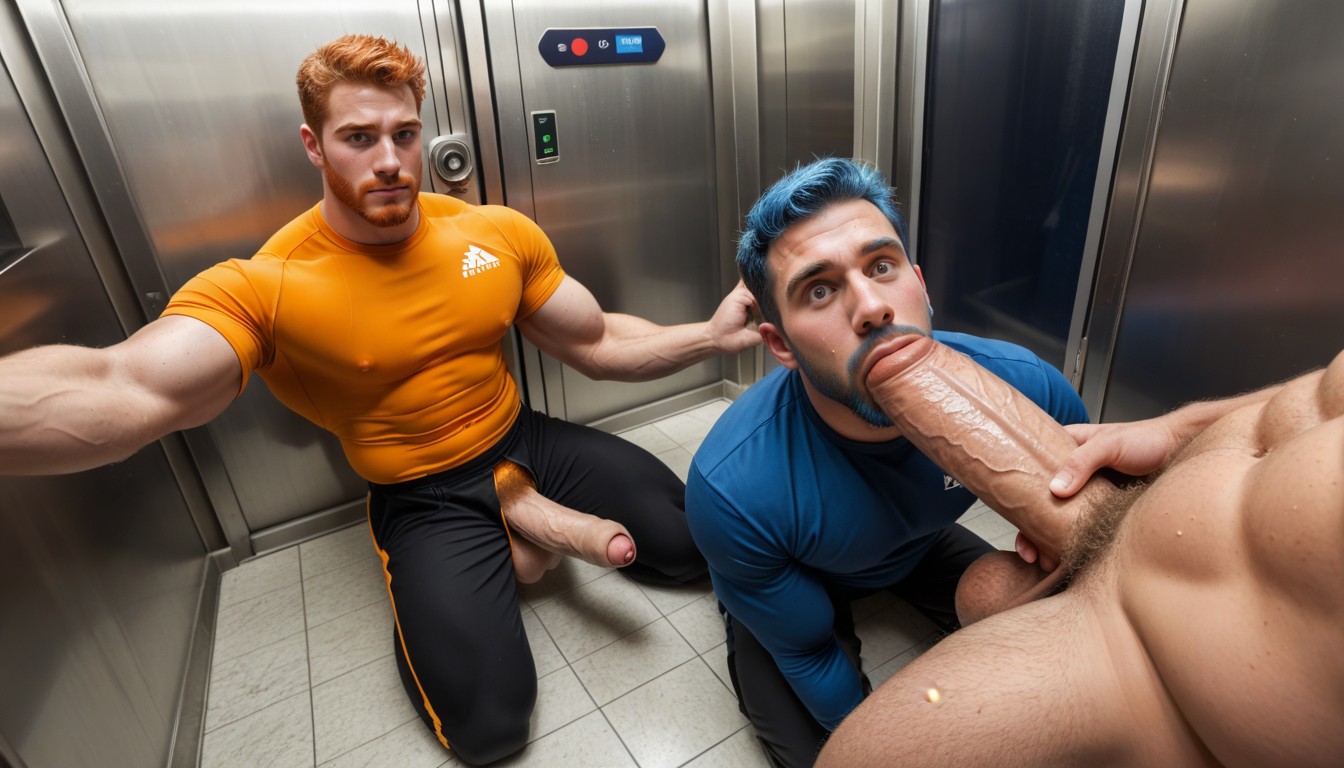 Impossibly Long And Thick Cock, Security Camera Angle Perspective, Flushed Sweaty Skin AI Gay Porn