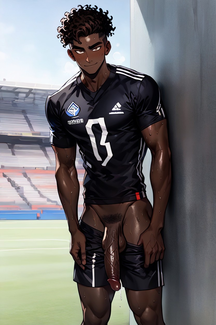 Ongoing Orgasm, Very Dark Skin, Ojos Marrones Porno gay IA