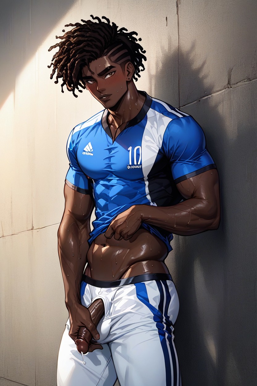 Too Pornlean Fem'body, Thick Eyebrows, Very Dark Skin AI Gay Porn
