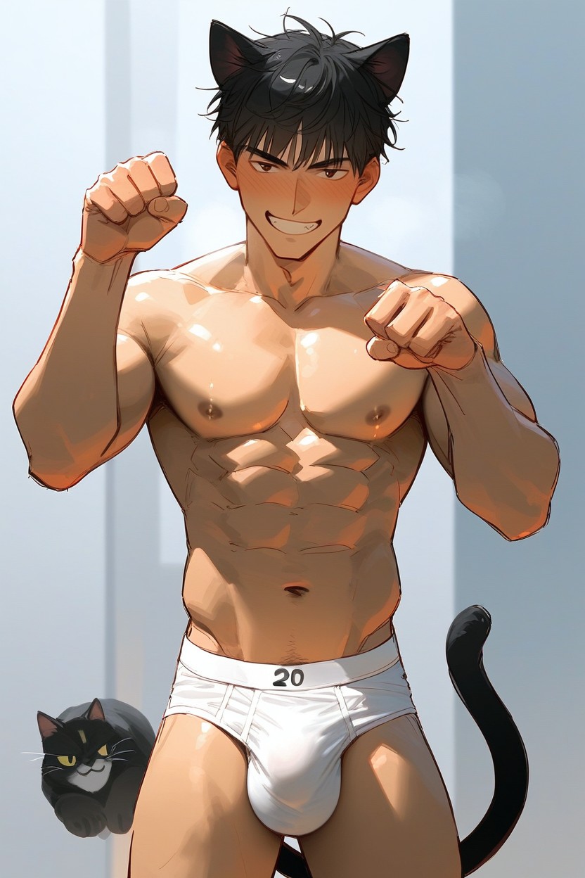 Wrists Flexed Inward, Man, Fit Body AI Gay Porn