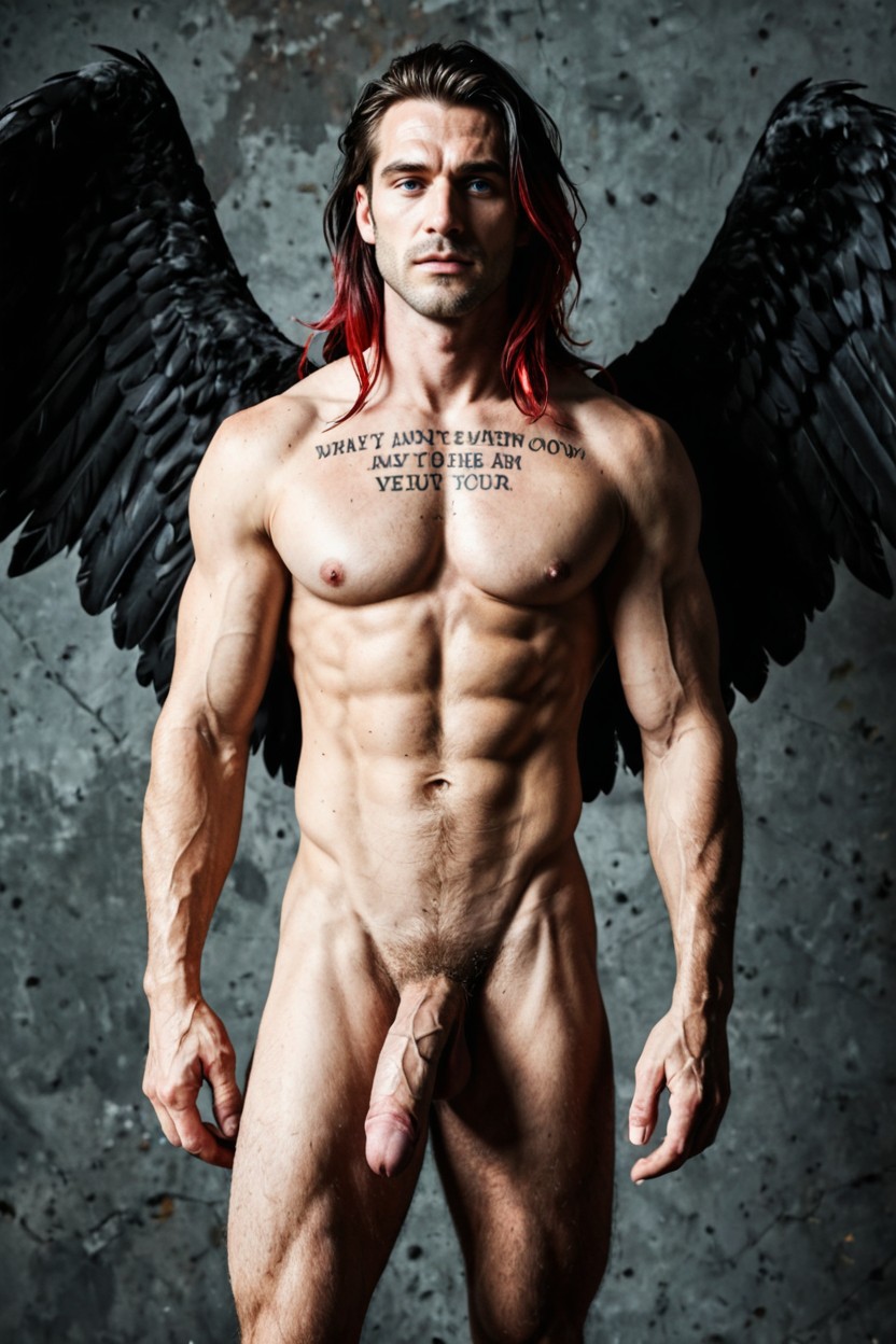 With Muted Shadows, Tattoo, Standing AI Gay Porn