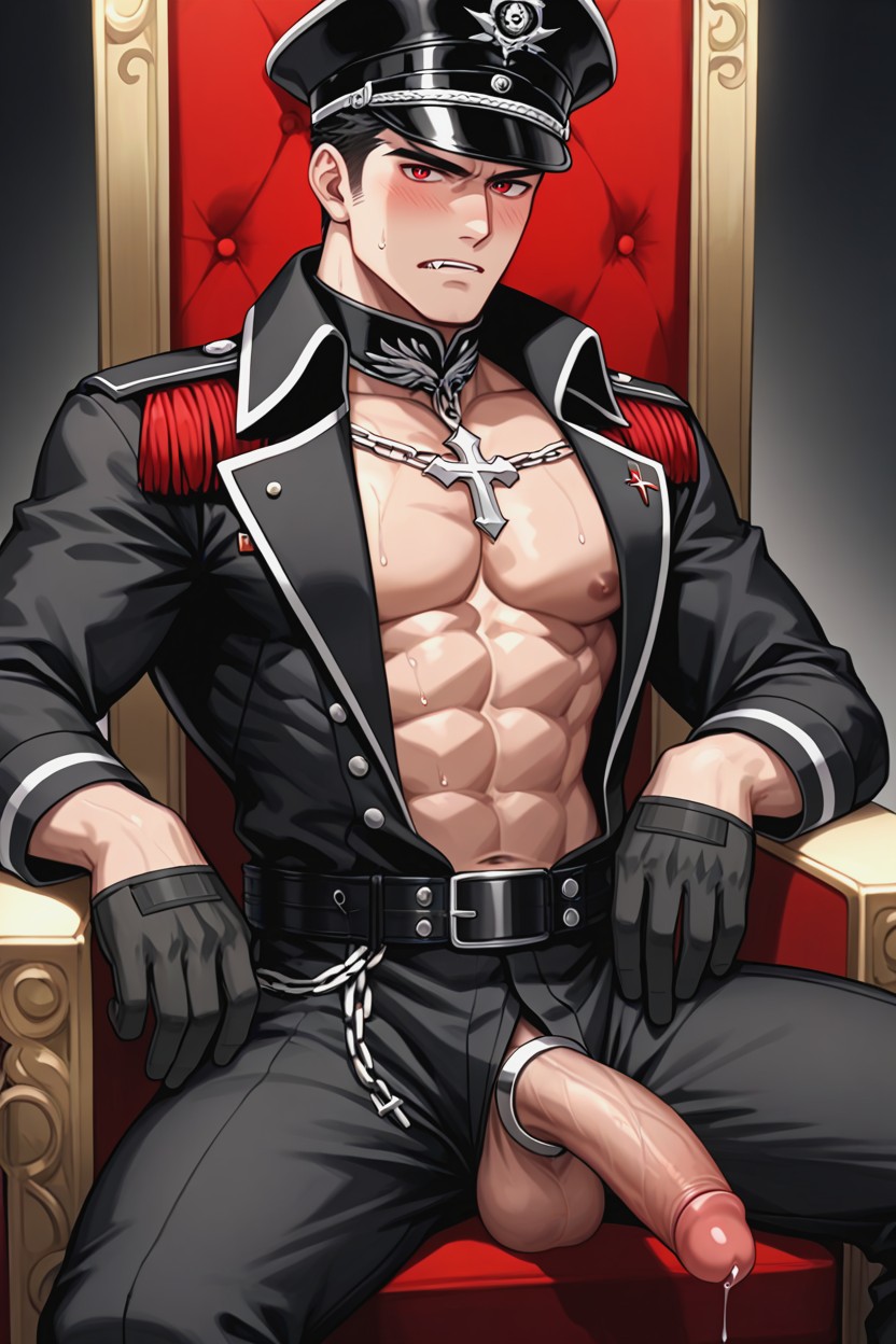 Black Tactical Commander Shoes, Long Sleeves, Fully Clothed AI Gay Porn