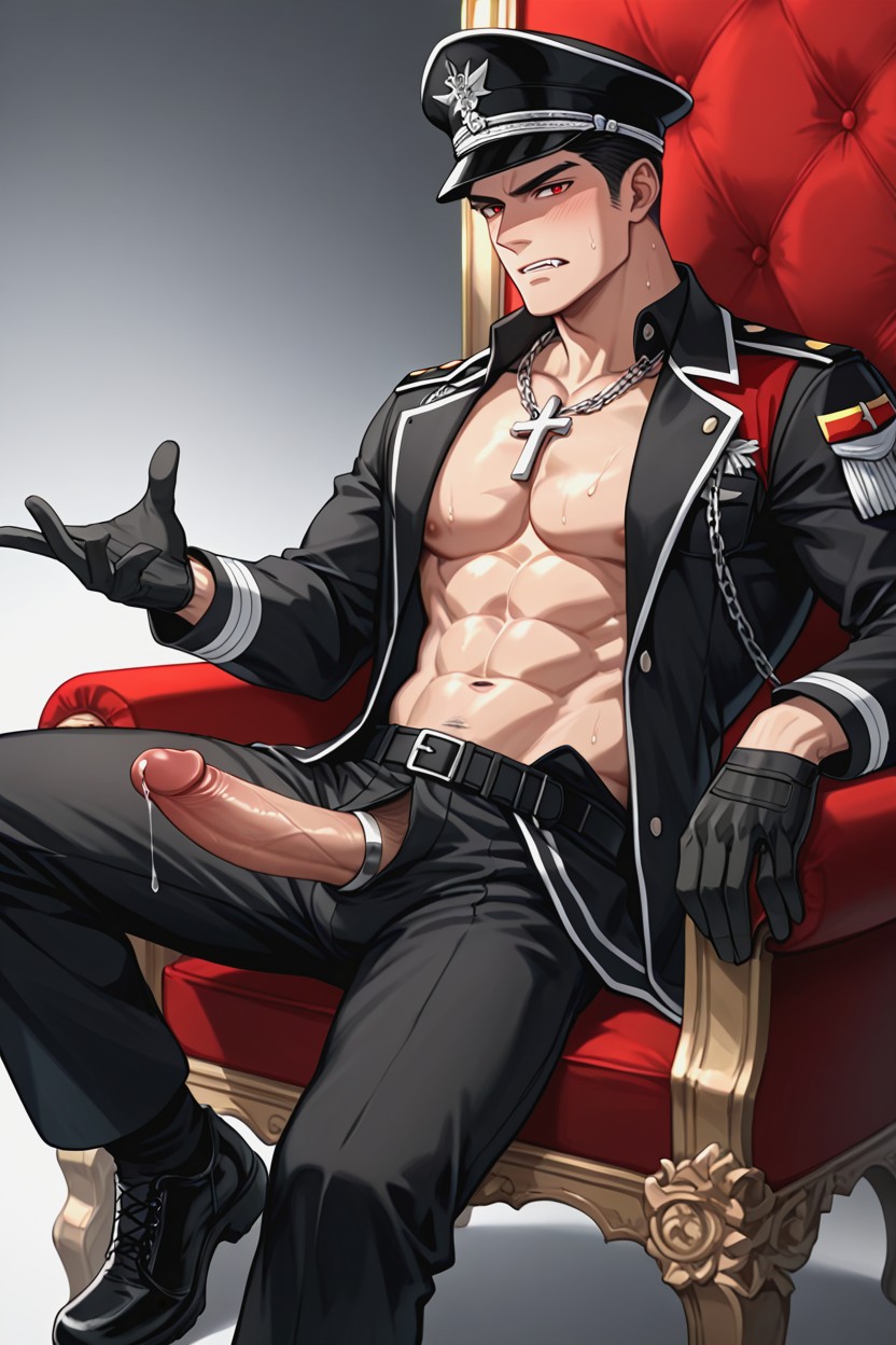Side View, Medium Size Penis, Serious Expression AI Gay Porn