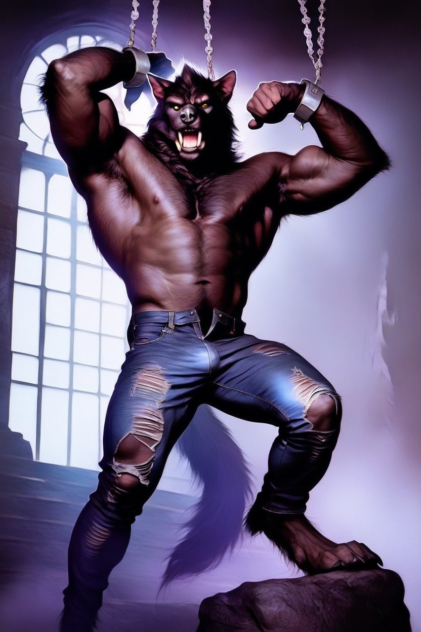 Large Neck Muscles, The Werewolf Is Covered In Fine Brown Fur, Vista Frontal Porno gay IA