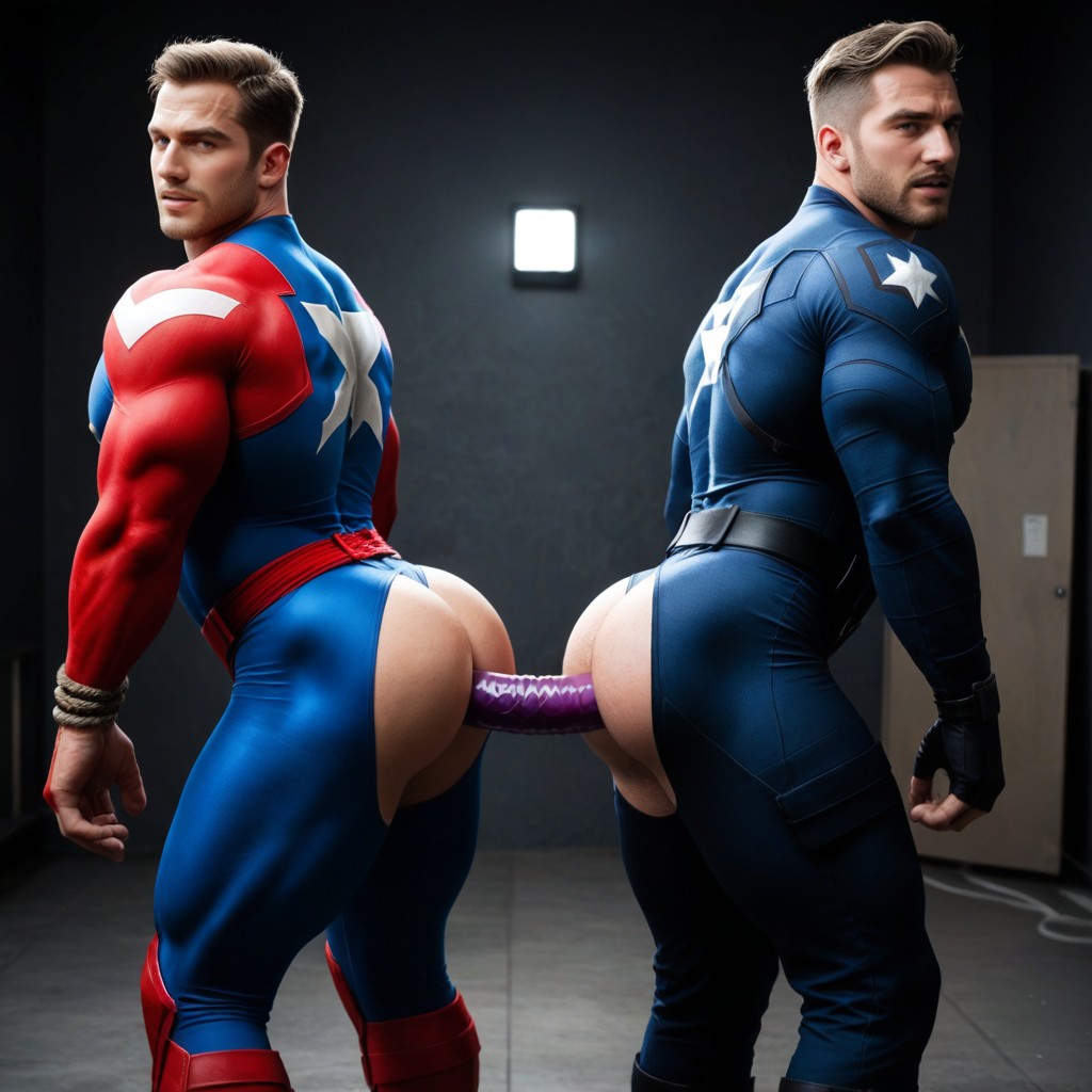 A Single Double-headed Dildo In Their Asses, 25+, 2 People AI Gay Porn