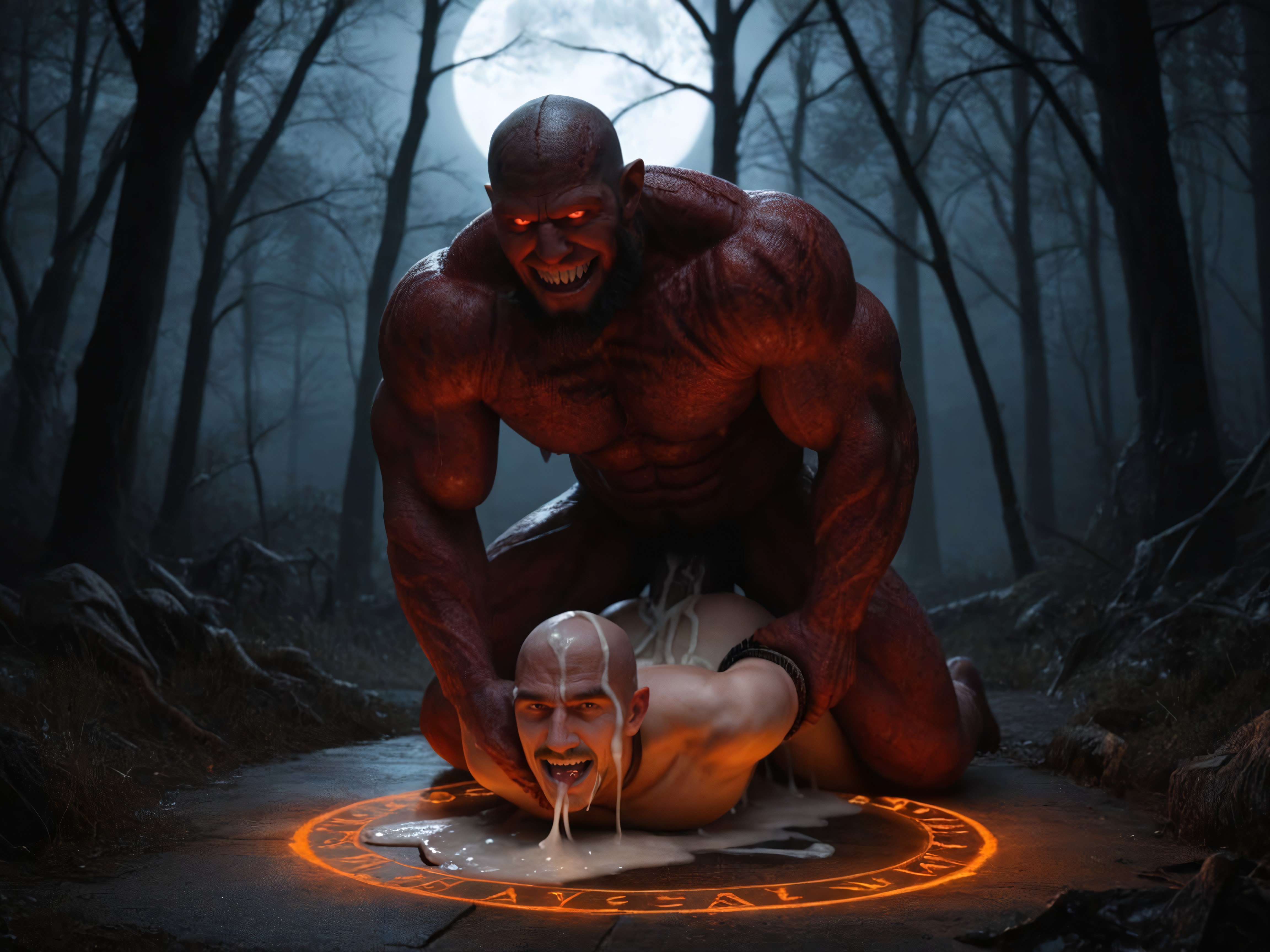 Man Exhausted, Massive, Halloween AI Gay Porn