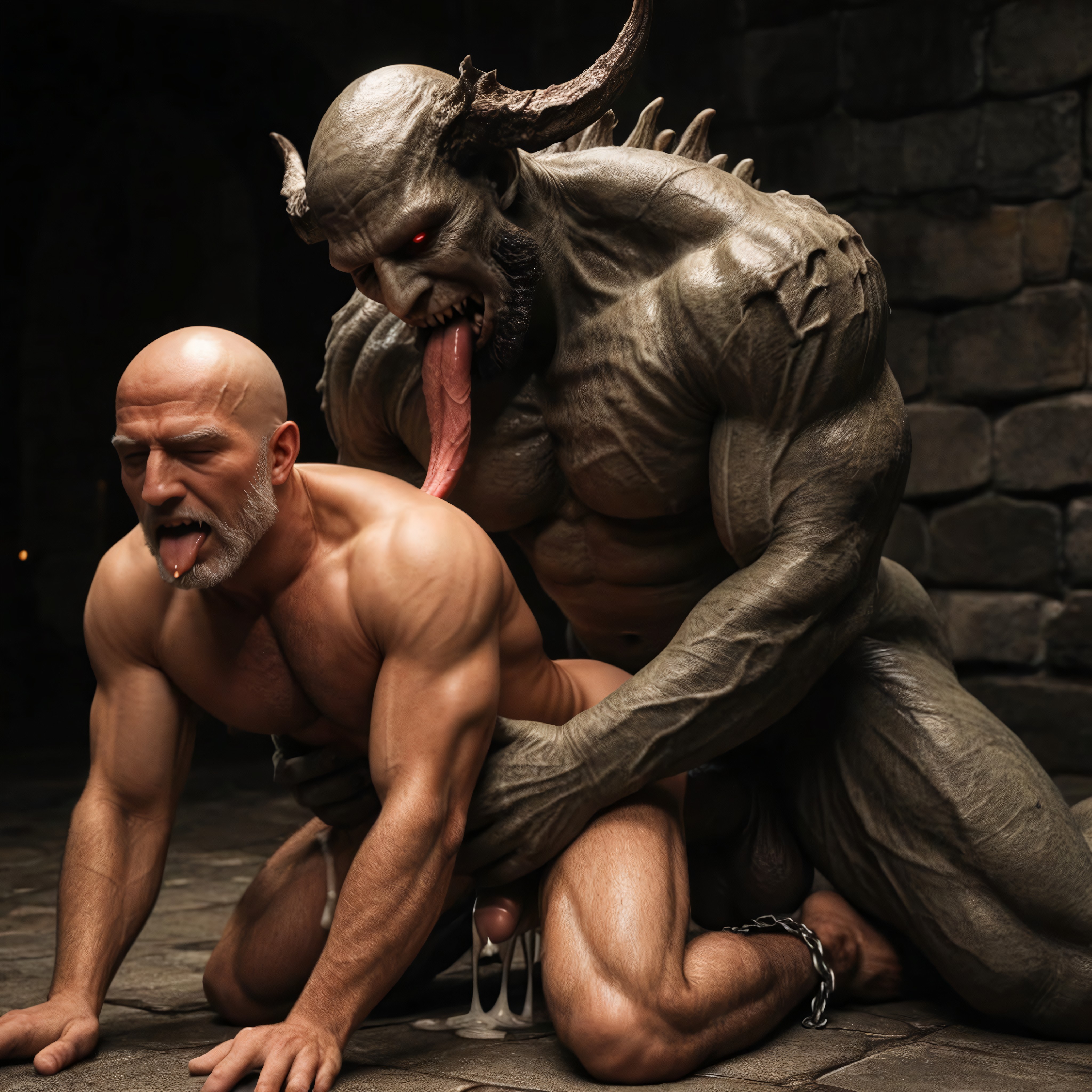 Infernal Diabolic Satn Fucks A Human And An Horror Abyssal Tentacle Humanoid Monster, Gay, Monster Fuck Human Male AI Gay Porn