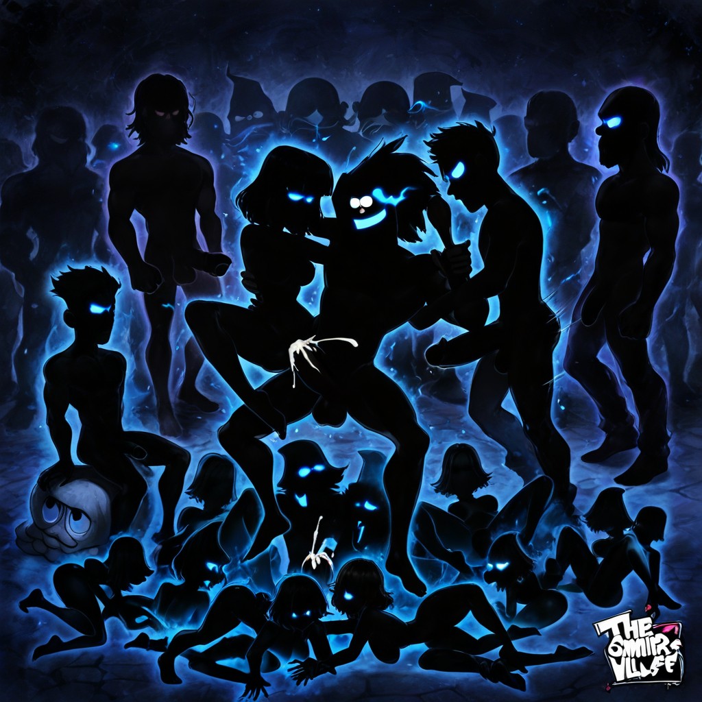 Gang Bang Orgy, Night, Dark Silhouette Skin ИИ гей порно