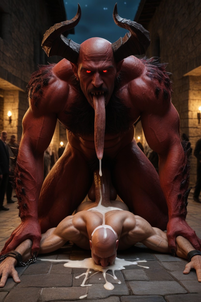 Sex Demon, Drooling, Dimly Lit AI Gay Porn