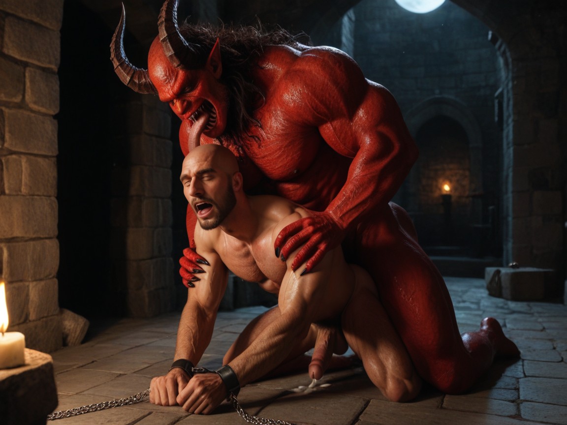 Monster Forked Tongue Licking, Bald Man Takes Hard Anal Pounding From Red Devil Demon Scary Monster, Drooling Porno gay IA