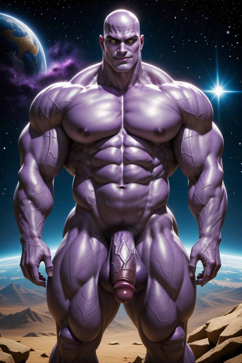 特大の筋肉, Gold Eyes, A Colossal Titan Of The Apocalypse Floating In Space ゲイAIポルノ