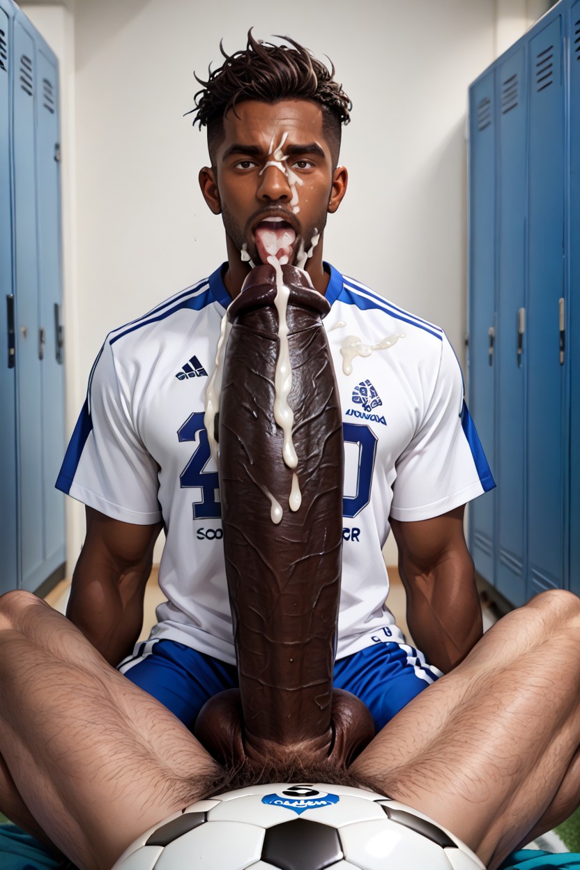 Handsome Caucasian Soccer Player +, Cum Stained Shirt, Uncircumcised Dick Shot From Pov AI Gay Porn
